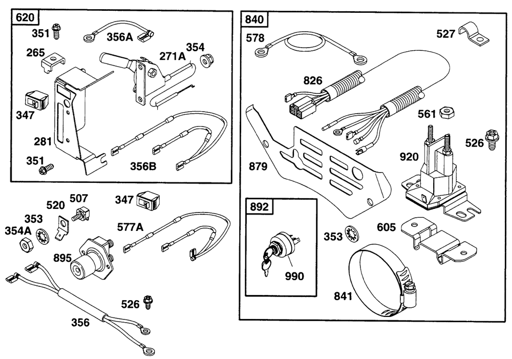 Elect, Panel Kit Diagram and Parts List for 290447-1147-XX  Briggs and Stratton Engine
